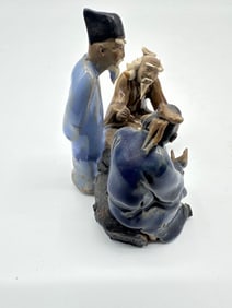 Chinese Porcelain Trio – Scholars Playing Go