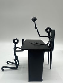 Metal Desk Scene Sculpture- by Screwy Sculptures