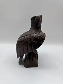 Hand-Carved Wooden Eagle Sculpture