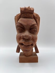 Hand-Carved Wooden Bust