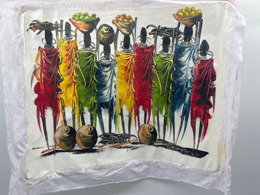 Colorful Tribal Women - Signed, Artist Unknown