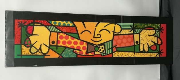 "The Hug" by Romero Britto (Brazilian, b 1963) Acrylic 3D Panel