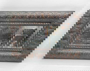 Antique Embossed Tin Frame Mirror