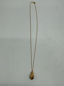 Vintage Gold Tone Acorn Pendant Necklace