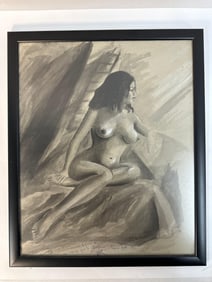 Manuel de Jesus (Cuban) Charcoal Drawing