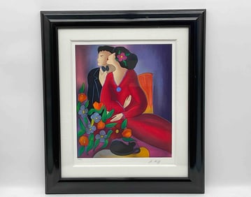 Couple in Red by Le Kniff (France, b.1948) Serigraph