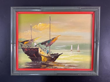 "Harbor at Sunrise" - Mid-Century Impressionist Painting
