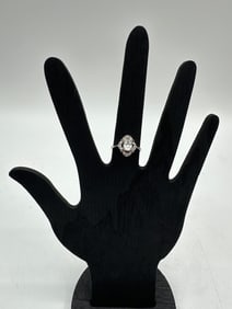 Sterling Silver Halo Ring with CZs