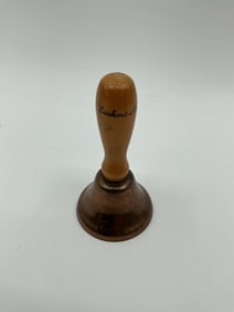 Vintage Copper School Bell with Wooden Handle
