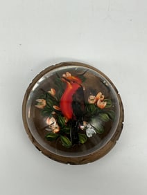 RARE Rick Ayotte Limited Edition Paperweight “Red Bird and Flowers?? 12/50