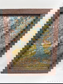 Impressionistic Autumn Tree Painting attributed to Alfred Bricher