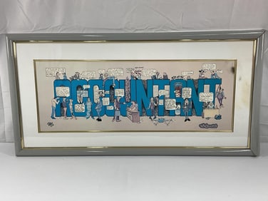 Cartoon print centered around the word "ACCOUNTANT." by Peter