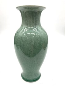Tall Green Celadon Glazed Vase