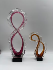 Pair of Glass Infinity Sculptures