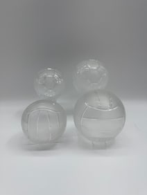 Pair of Crystal Sports Ball Sculptures
