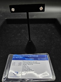 1.00 ctw Lab-Grown Diamond Stud Earrings with AGI Report