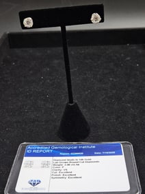 3.00 ctw Lab-Grown Diamond Stud Earrings with AGI Report