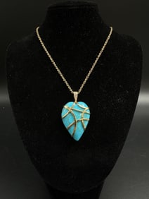 18kt Gold Turquoise and Diamond Necklace