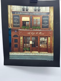 Andre Renoux Cafe St. Honore Hand Signed Numbered Serigraph ART