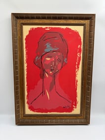 "Tete de Femme" by Amedeo Modigliani (Italy, 1884-1920) Screenprint