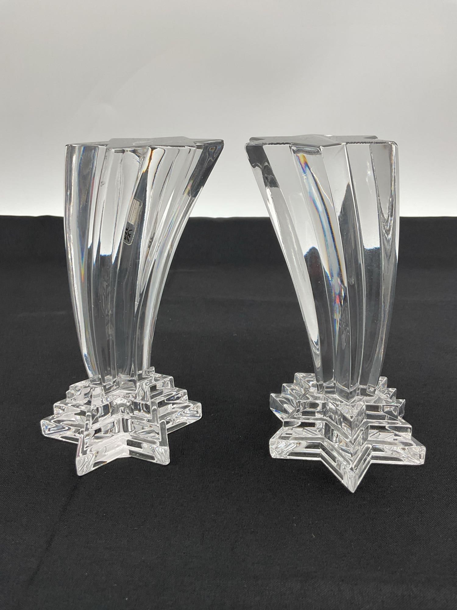Pair of WMF Germany Lead Crystal Star of David Vases (1 of 3)