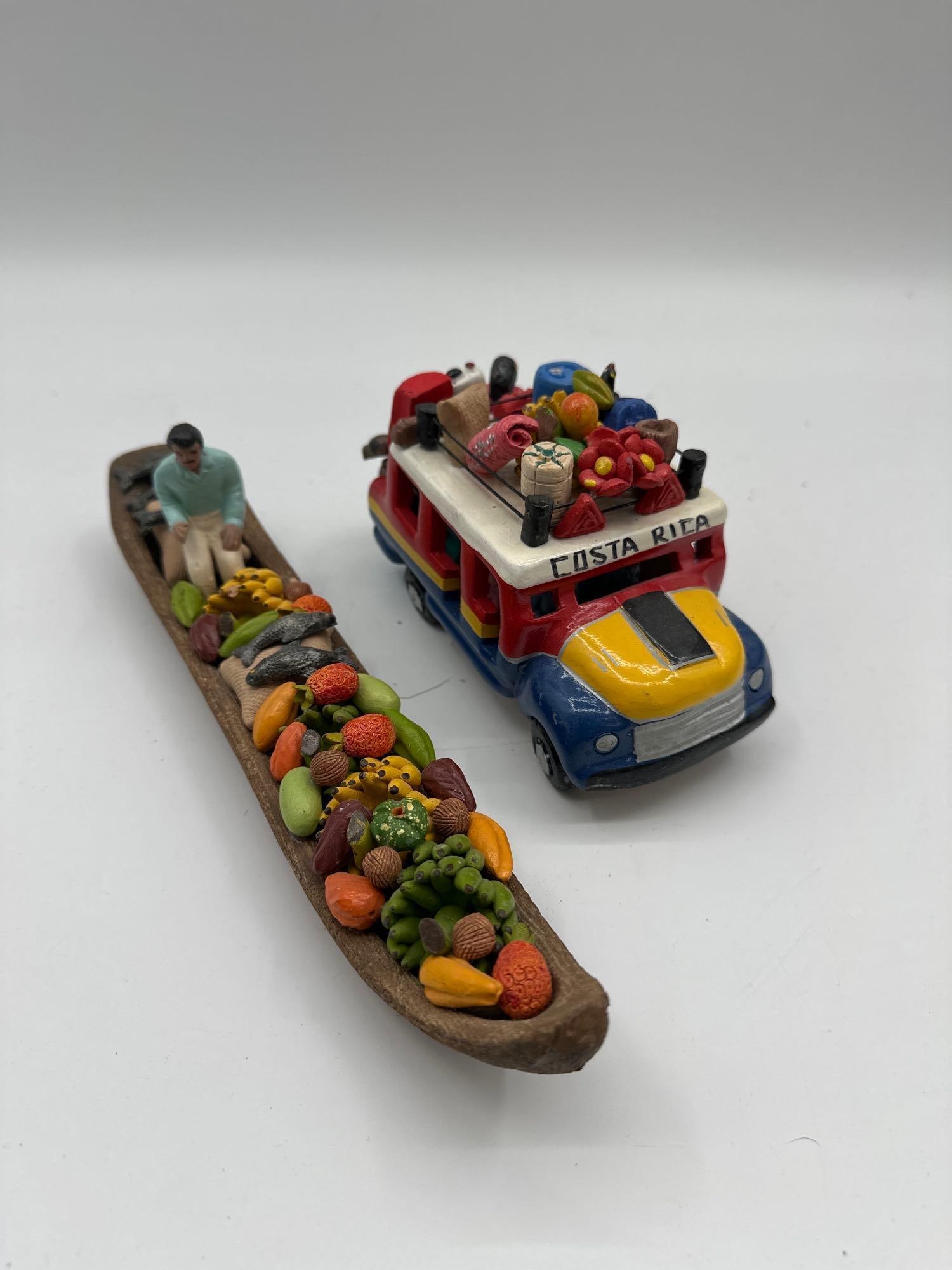 Costa Rican Folk Art Figurines – Bus and River Market Canoe (1 of 5)