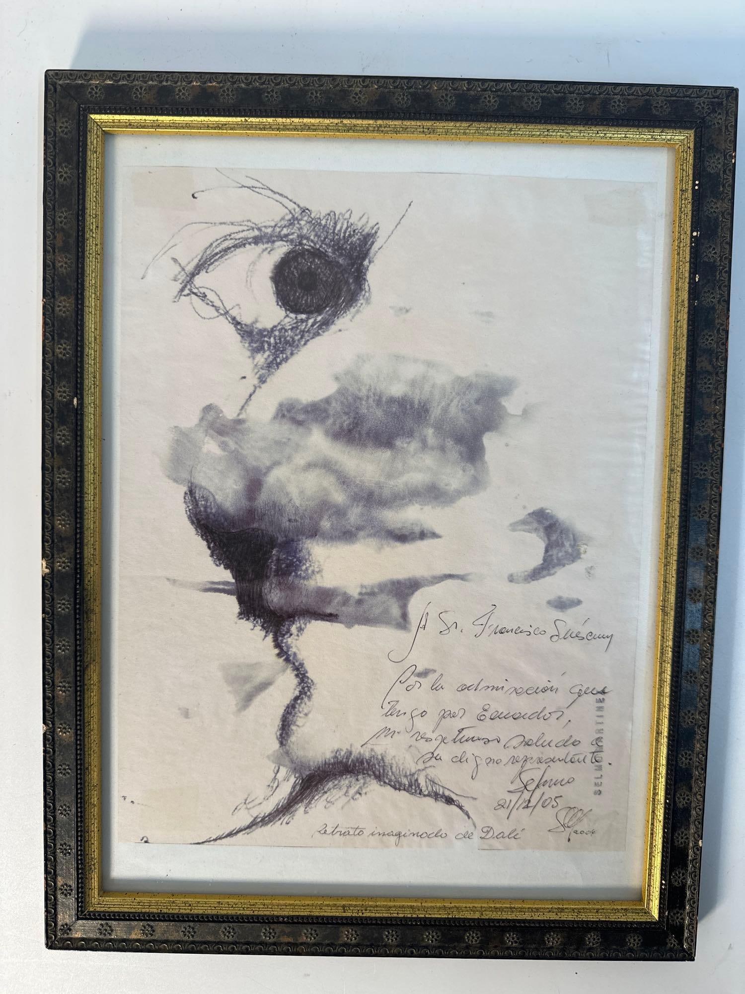 "Abstract Whimsy" by Selmo Martinez (Paraguay) Ink Drawing: This intriguing artwork by Paraguayan artist Selmo Martinez features an abstract composition with fluid, organic shapes and delicate line work. The piece is rendered primarily in shades of black and g