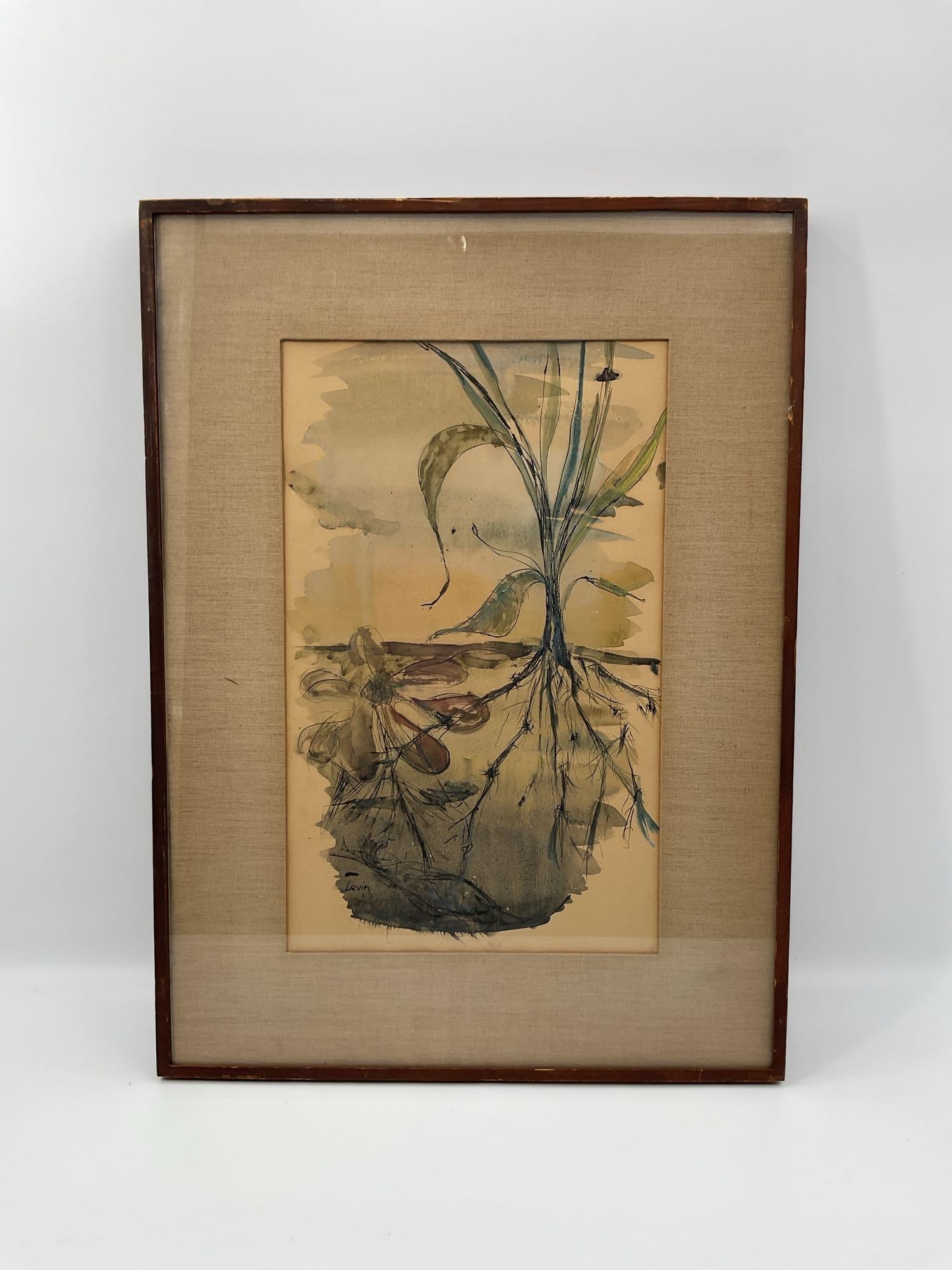 Abstract Botanical Composition by Joseph Levin (Russian, 1894-1979) Mixed Media (1 of 4)