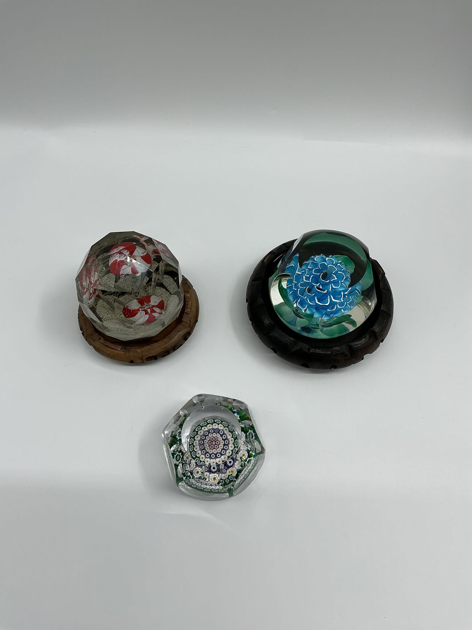 Collection of Three Vintage Glass Paperweights - Inc. Trumpet Flower (1 of 7)