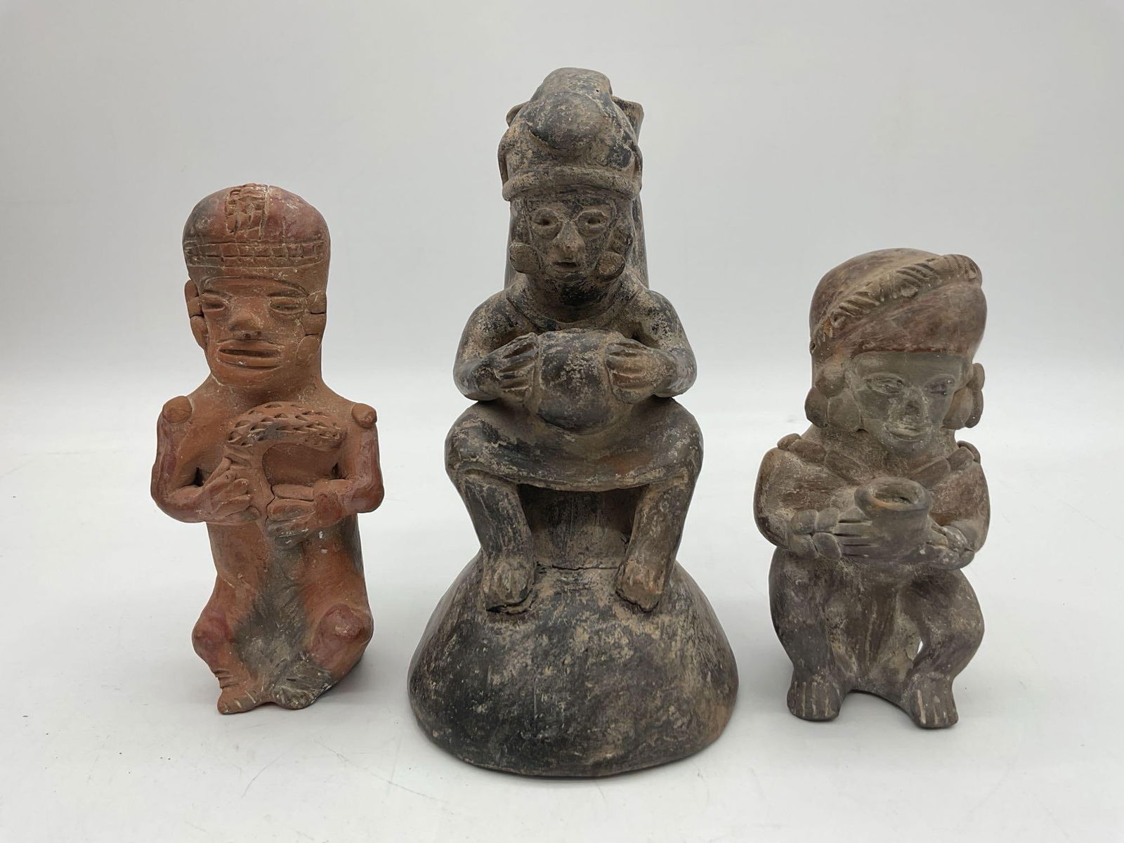 Group of Three vintage Mesoamerican Terracotta Figurines (1 of 3)
