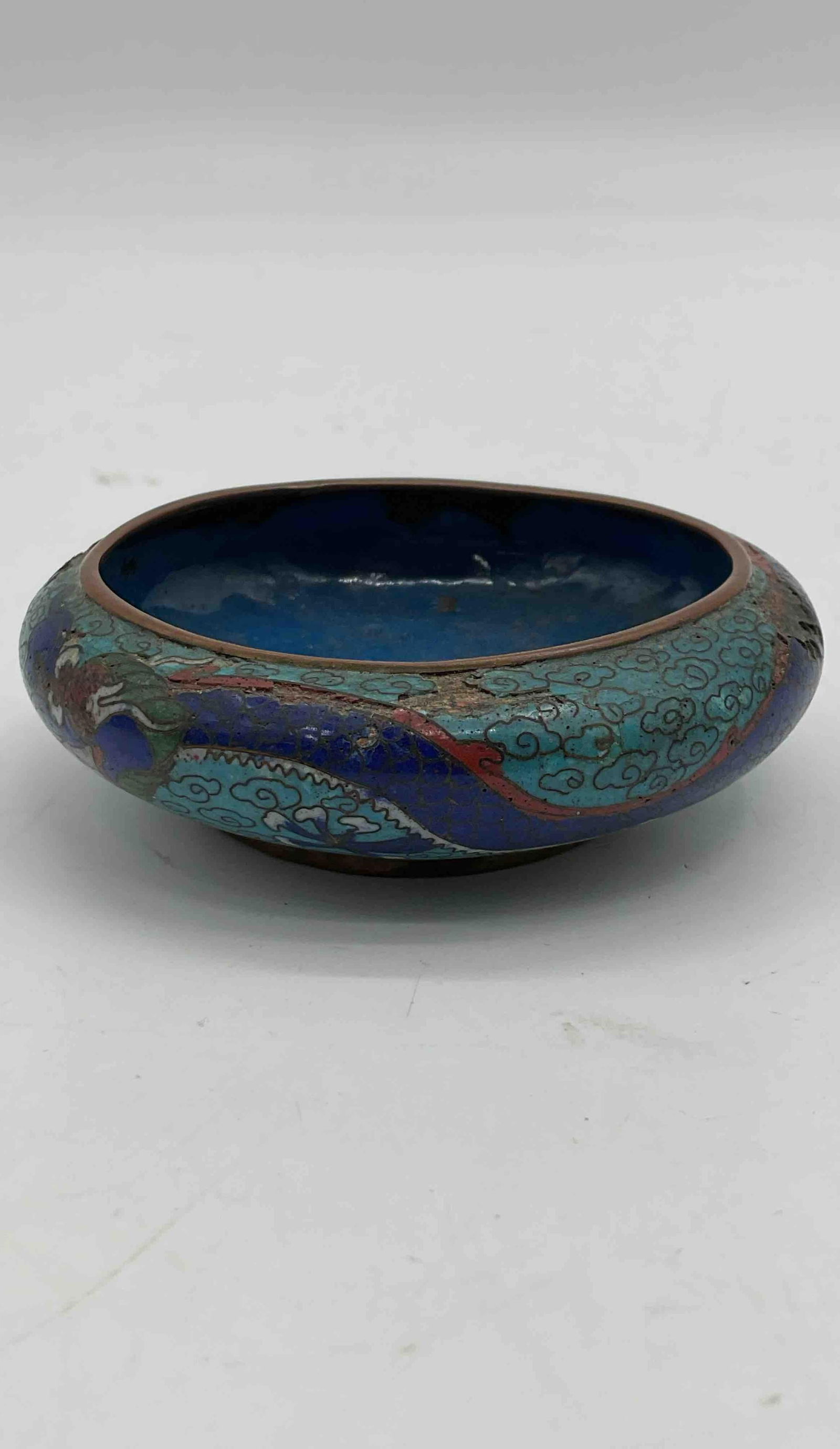 Chinese Cloisonné Enamel Bowl with Dragon Motif (1 of 4)