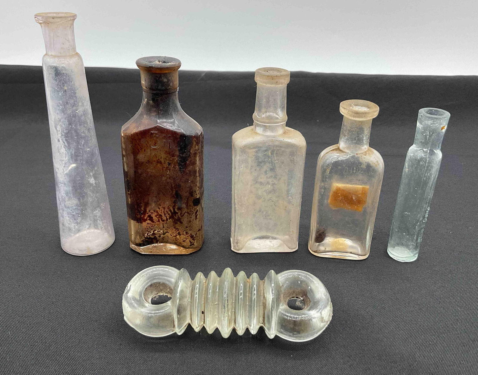 Collection of Antique Glass Bottles and Insulator (1 of 4)