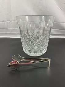 Waterford Crystal Ice Bucket with Silver Tongs