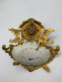 Antique Meissen Porcelain and Gilt Bronze Inkwell