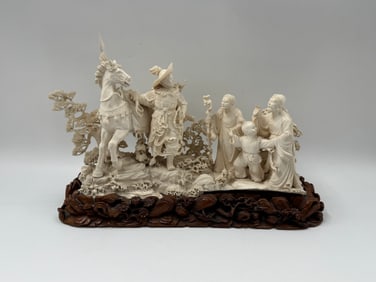 Large Carved Figural Group on Stand