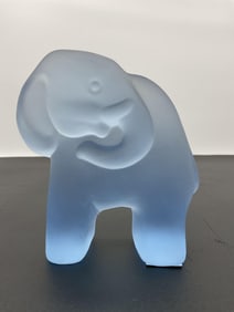 Frosted Blue Glass Elephant Figurine - Box 2