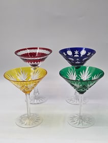 Set of 4 Fabergé Crystal Cut-to-Clear Cocktail Glasses