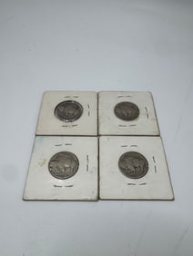Four Buffalo Nickels: 1926, 1936-D, 1938-D, 1939
