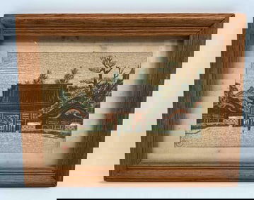 "Red Gate at the Imperial University" by Masao Maeda Japanese Woodblock