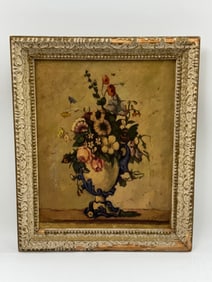 Floral Still Life Oil Painting in Ornate Frame