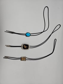 Collection of Three Vintage Sterling Silver Bolo Ties