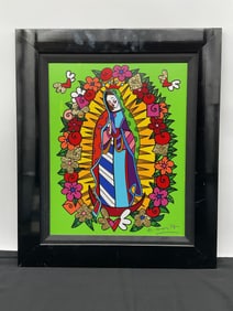 "Virgin of Guadalupe" by Romero Britto (Brazil, b.1963) Mixed Media