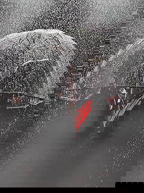 “Under the Rain?? by Tyler Shields (American, b.1982): Description: Cinematic fine art photograph by Tyler Shields, titled Lovers in the Rain.