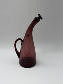 Blenko 948 " Bent Neck" Handcraft Amethyst Glass Carafe
