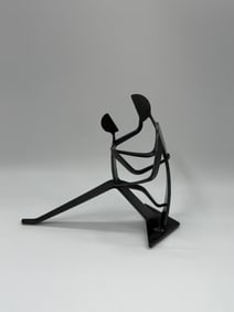 Abstract Metal Sculpture of Mother and Child