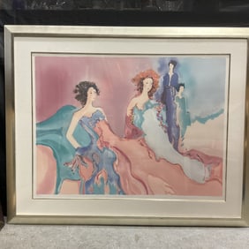 Jane Bazinet "Misty Race" Lithograph, Framed