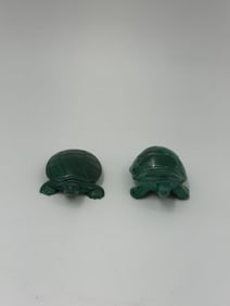 Two Carved Malachite Turtle Figurines