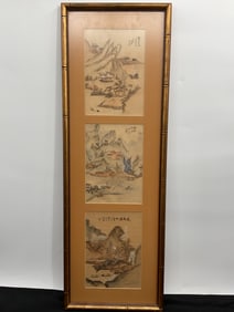 Chinese Watercolor Landscape Panels on Paper