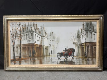 Paris Street Scene by Lawrence Monier (France. b.1942) Oil on Canvas