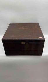 Silver Plate Punch Bowl with Wooden Storage Chest